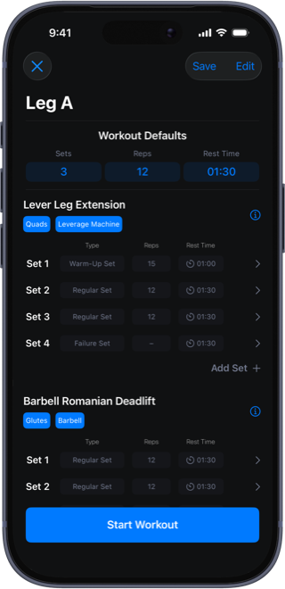 Building a reusable workout template in Repium